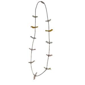 Vintage bezel Native American Zuni bird fetish necklace